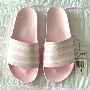Pink adidas slides